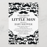 Cute Moustache Bash Boys Baby Shower