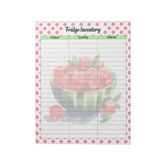 Cute Mouth Watering Watermelon Fridge Inventory Li Notepad (Rotated)
