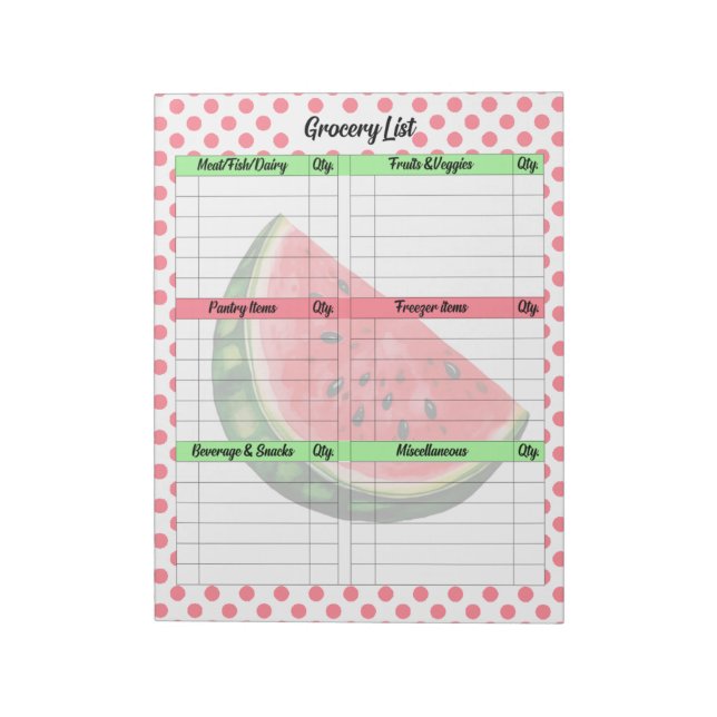 Cute Mouth Watering Watermelon Grocery List  Notepad (Rotated)