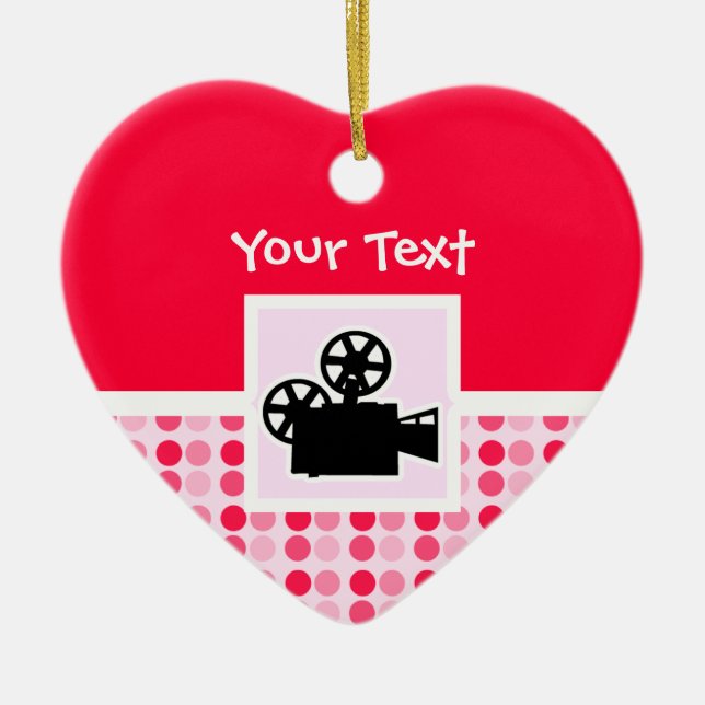 Cute Movie Camera Ceramic Ornament (Front)