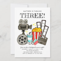 Cute Movie Night Cinema Watch Party Kids Birthday
