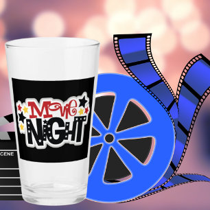 cute movie night words drinking glass