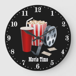 cute movie popcorn add name theatre large clock