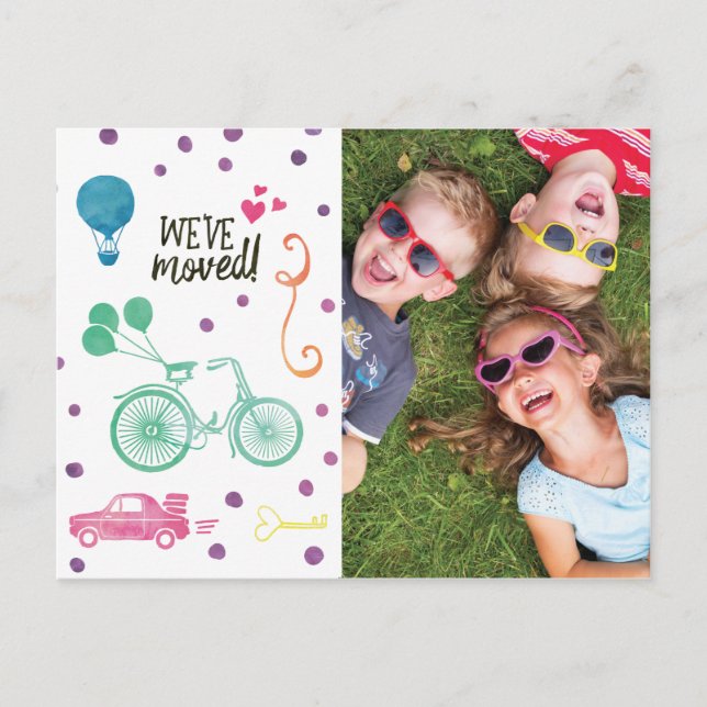 Cute Moving Announcement Postcards with Photo (Front)