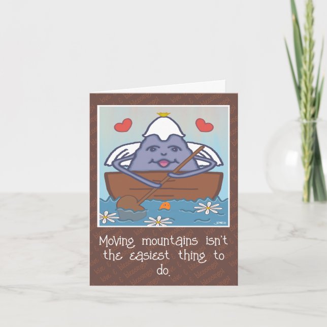 Cute Moving Mountain Angel Encouragement Card (Front)