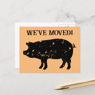 Cute moving postcards with pig silhouette