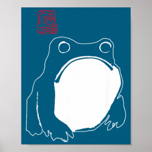 Cute Mpy Frog Japanese Ink - Traditional Art Humor Poster