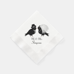 Cute Mr and Mr Love Birds Bride and Groom Napkin