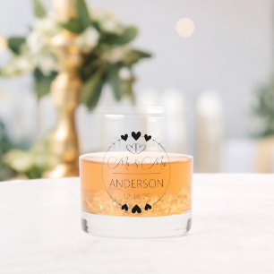 Cute Mr and Mrs Custom Names Wedding Favor Whiskey Glass