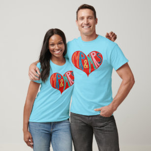 Cute Mr and Mrs Red Heart Shape Graphic T-Shirt