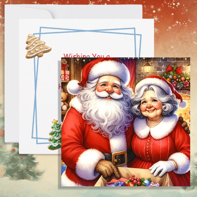 Cute Mr and Mrs Santa Claus Personalized Christmas Holiday Card (Creator Uploaded)