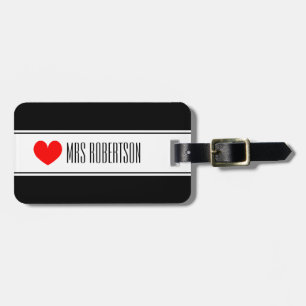 Cute Mr and Mrs travel luggage tags with red heart