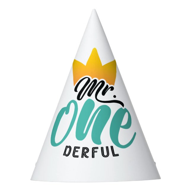 Cute Mr Onederful 1st Birthday Party Hat (Front)