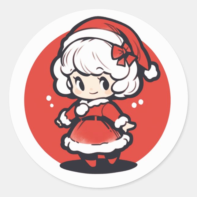Cute Mrs. Claus Christmas sticker (Front)