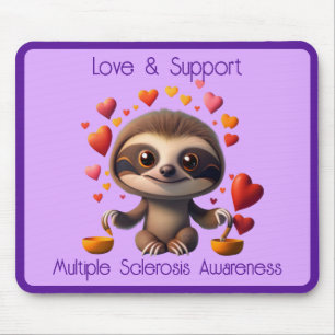 Cute MS Baby Sloth surrounded by ♥️s Mouse Pad