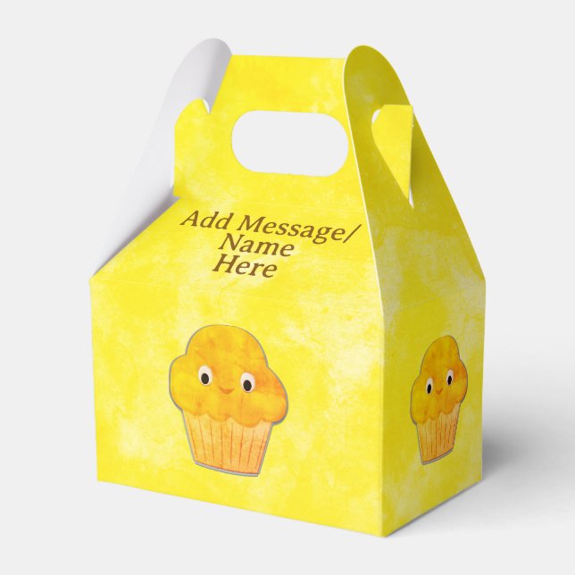 Cute Muffin Drawing Custom Name Favor Box (Front Side)