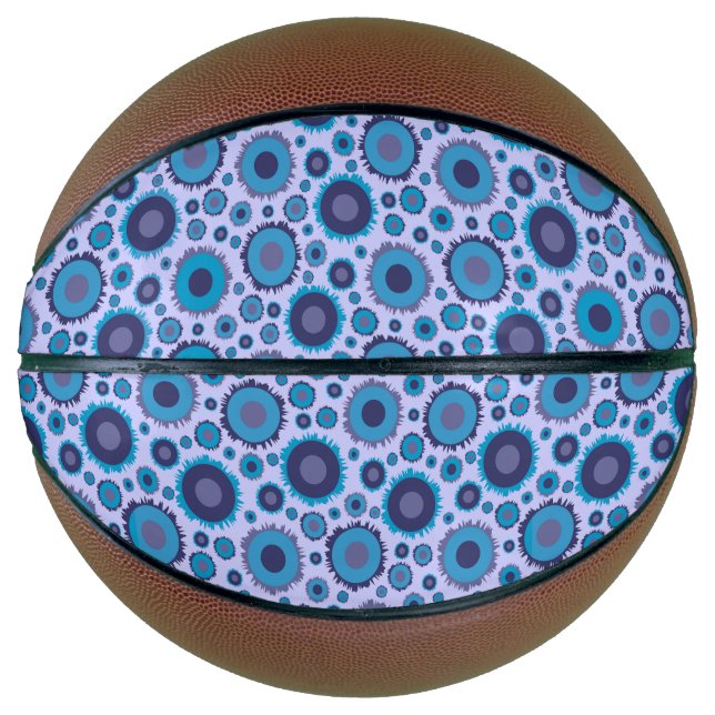 Cute multi blue colours suns patterns basketball (Front)