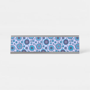 Cute multi blue colours suns patterns desk name plate