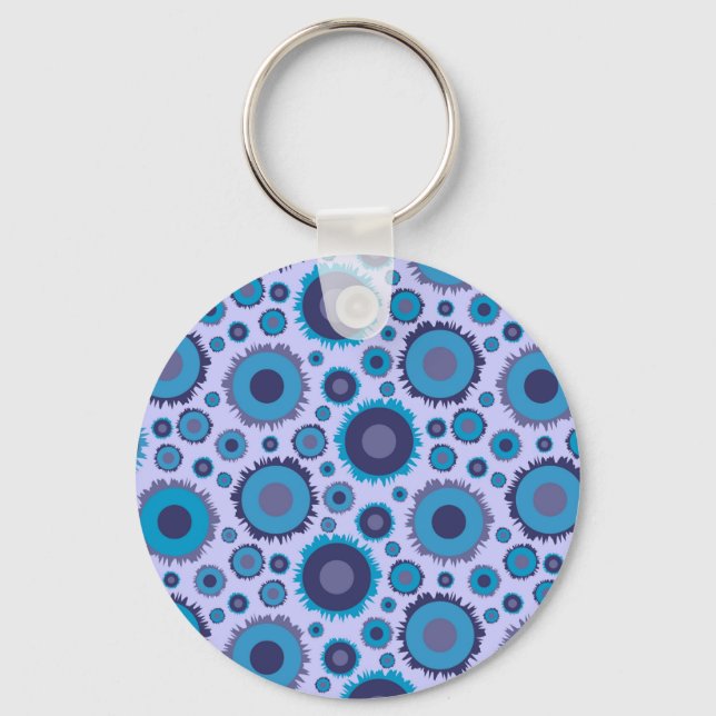 Cute multi blue colours suns patterns keychain (Front)