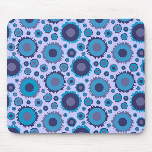 Cute multi blue colours suns patterns mouse pad (Front)