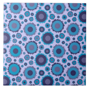 Cute multi blue colours suns patterns tile