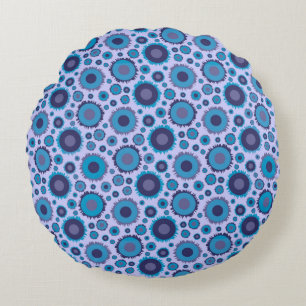 Cute multi blue colours suns patterns tile round pillow