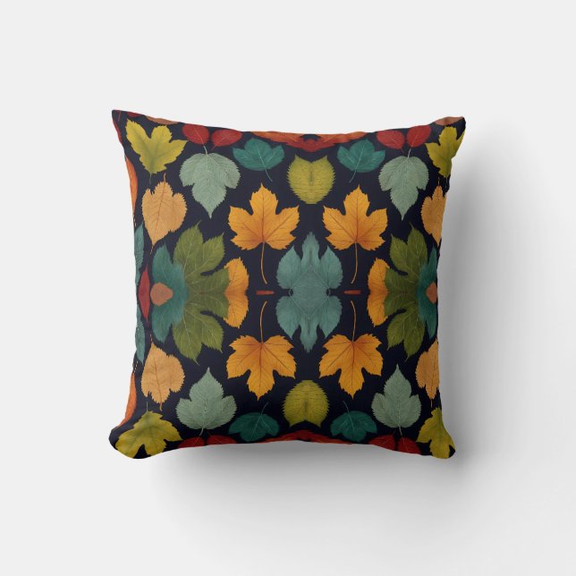 Cute multi colored Leaf's Throw Pillow (Front)