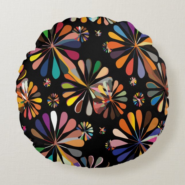 Cute Multi-Colour flowers Round Pillow (Front)