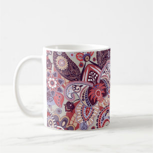 Cute Multi-Colour Paisley Floral Pattern Coffee Mug