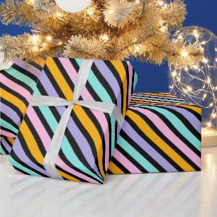 Cute Multi Colour Striped Pattern Wrapping Paper