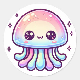 Cute Multi-coloured Jellyfish Classic Round Sticker