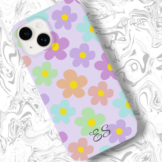 Cute multi coloured retro daisies girly floral Case-Mate iPhone case (Creator Uploaded)
