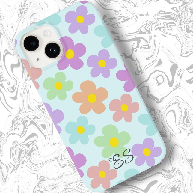 Cute multi coloured retro daisies girly floral Case-Mate iPhone case (Creator Uploaded)