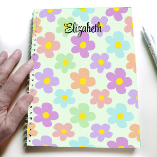 Cute multi coloured retro daisies girly journallin notebook