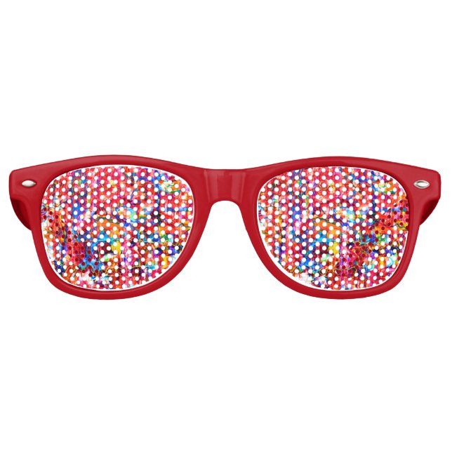 Cute multi colours abstract waves painting retro sunglasses (Front)