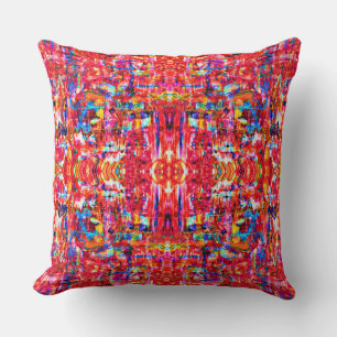 Cute multi colours abstract waves painting throw pillow