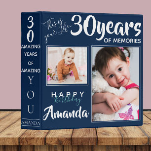Cute Multi Photo 30th Birthday Keepsake Memories  Binder
