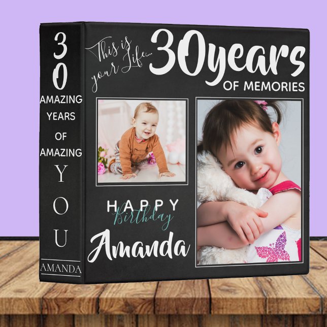 Cute Multi Photo 30th Birthday Keepsake Memories  Binder (Cute Multi Photo 30th Birthday Keepsake Memories 3 Ring Binder)