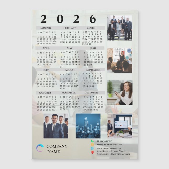 Cute Multi Photo Company Logo 2025 Calendar (Front)