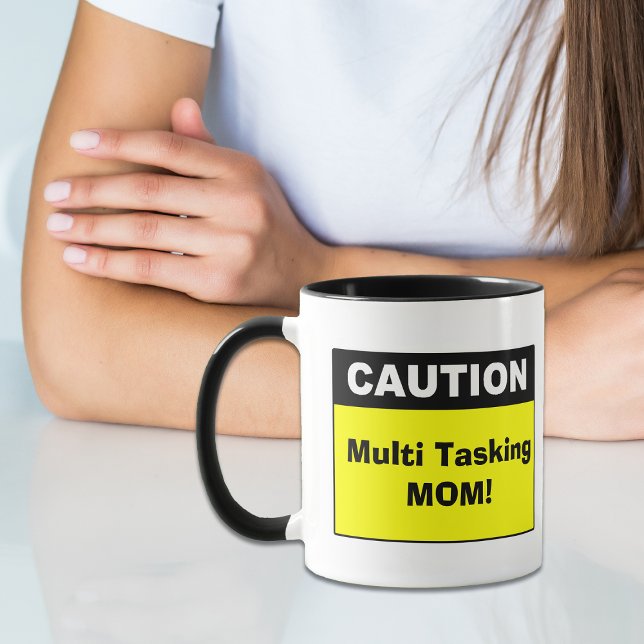 Cute Multi Tasking Mom Caution Mug (Creator Uploaded)