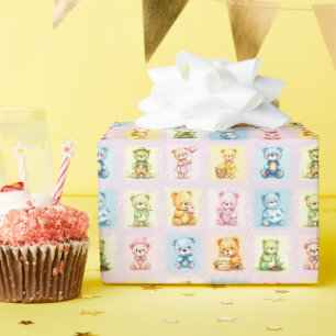 Cute Multi Teddy Bear Collage and Toys Seamless Wrapping Paper