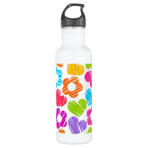 Cute multicolor flowers and hearts girly pattern   710 ml water bottle