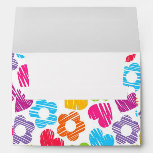 Cute multicolor flowers and hearts girly pattern envelopes