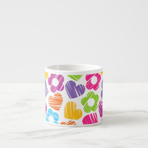 Cute multicolor flowers and hearts girly pattern   espresso cup