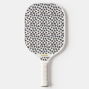 Cute Multicolor Leopard Print Pickleball Paddle