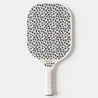 Cute Multicolor Leopard Print Pickleball Paddle