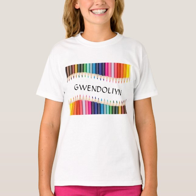 Cute Multicolor Markers Personalized T-Shirt (Front)