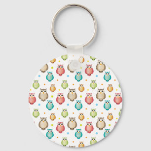 Cute Multicolor Owls Pattern Keychain