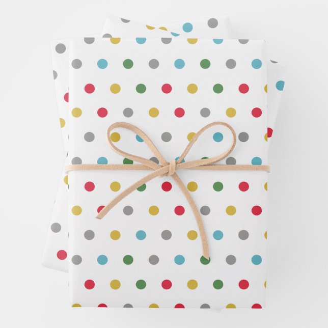 Cute multicolor polka dots pattern wrapping paper sheet (In situ)