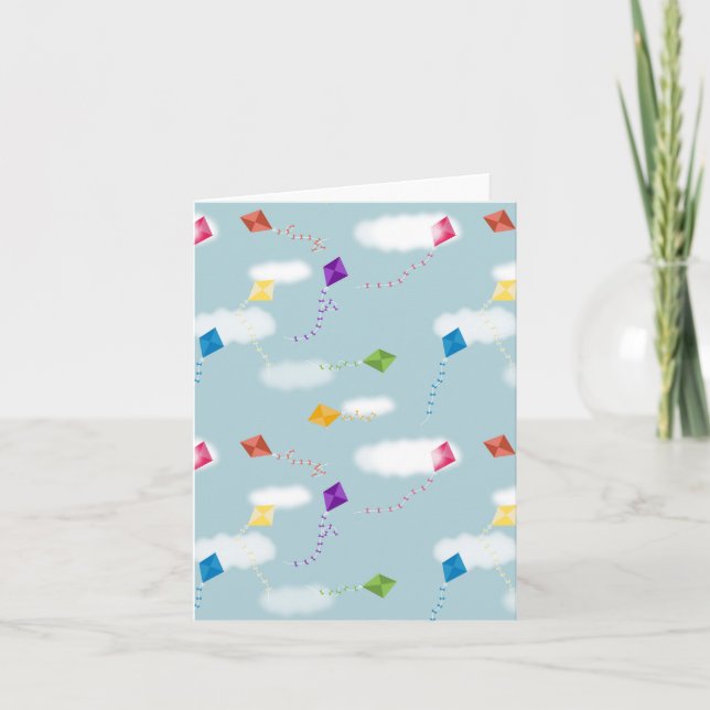 Cute Multicolored Flying Kites Kids Pattern Card (Front)